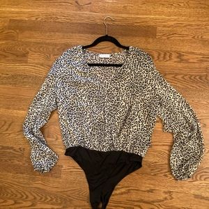 Vestique leopard print bodysuit, sheer